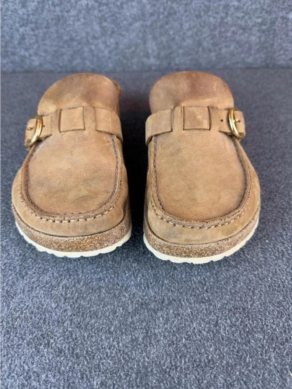 Birkenstock Tan Suede Slip-On Mule with Buckle